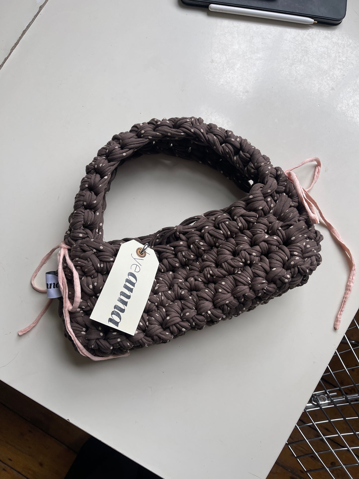 A Brown Polka Dot Chunky Shoulder