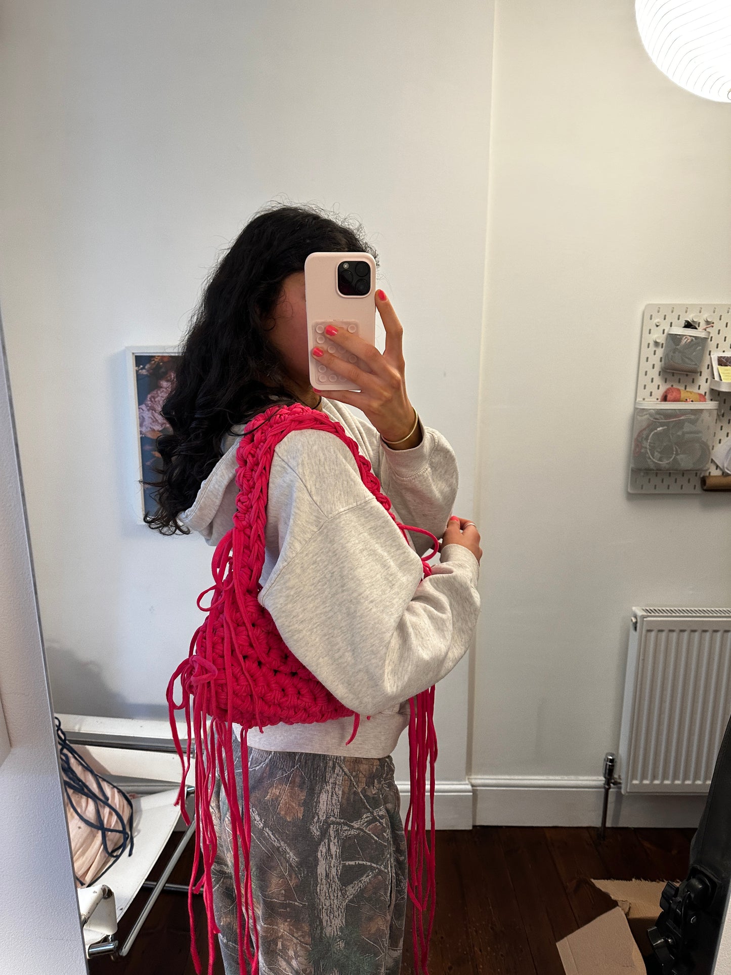 Hot Pink Fringe Shoulder
