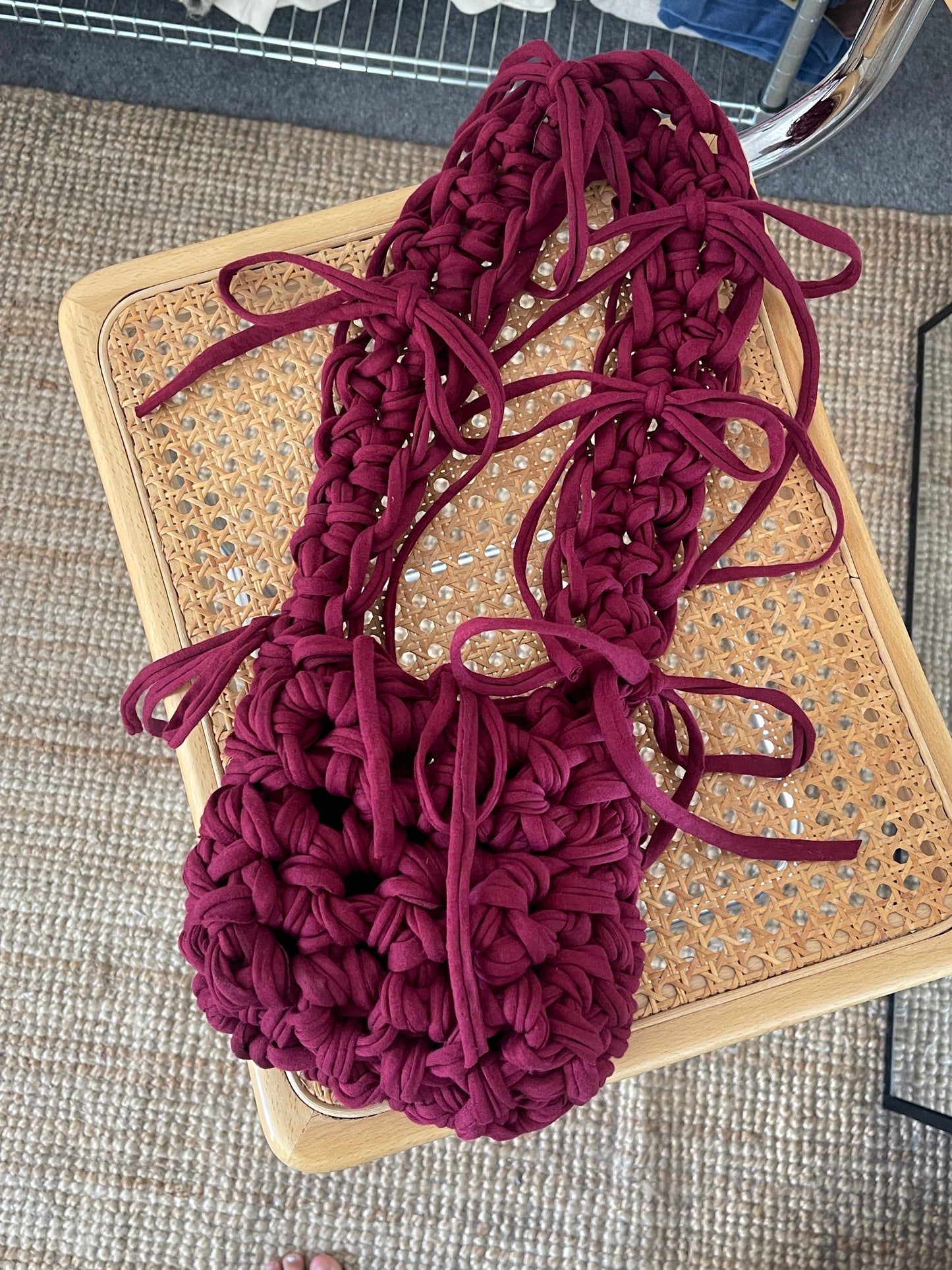 An All Burgundy Ribbon Crossbody