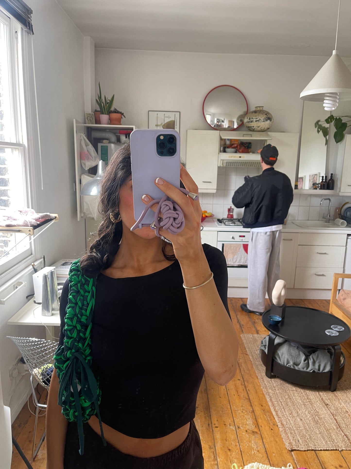 Green and neon shoulder ribbon