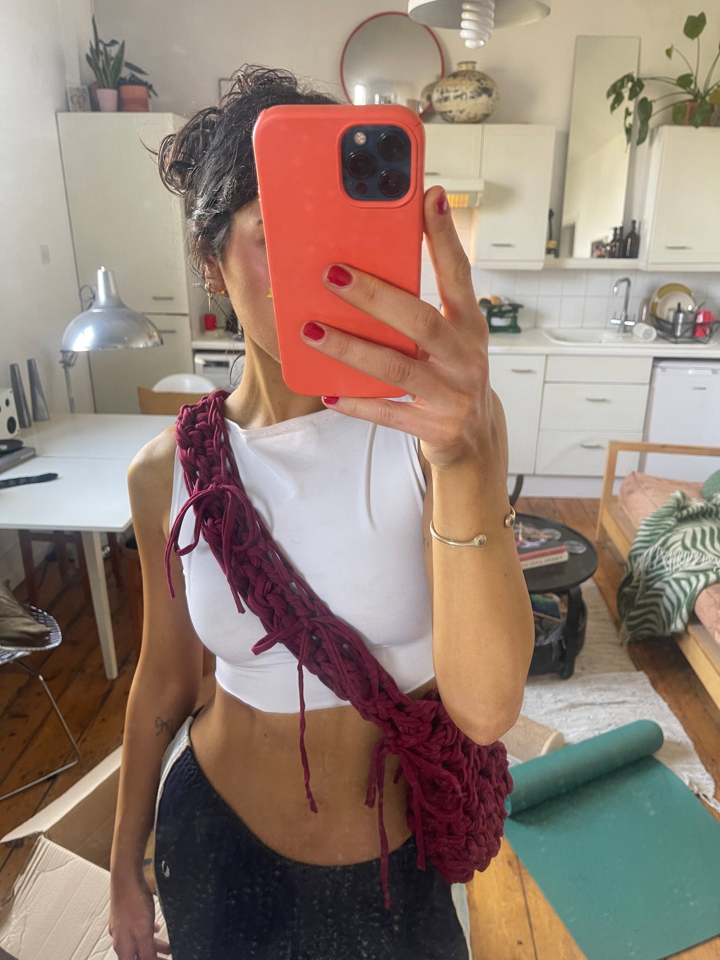 An All Burgundy Ribbon Crossbody