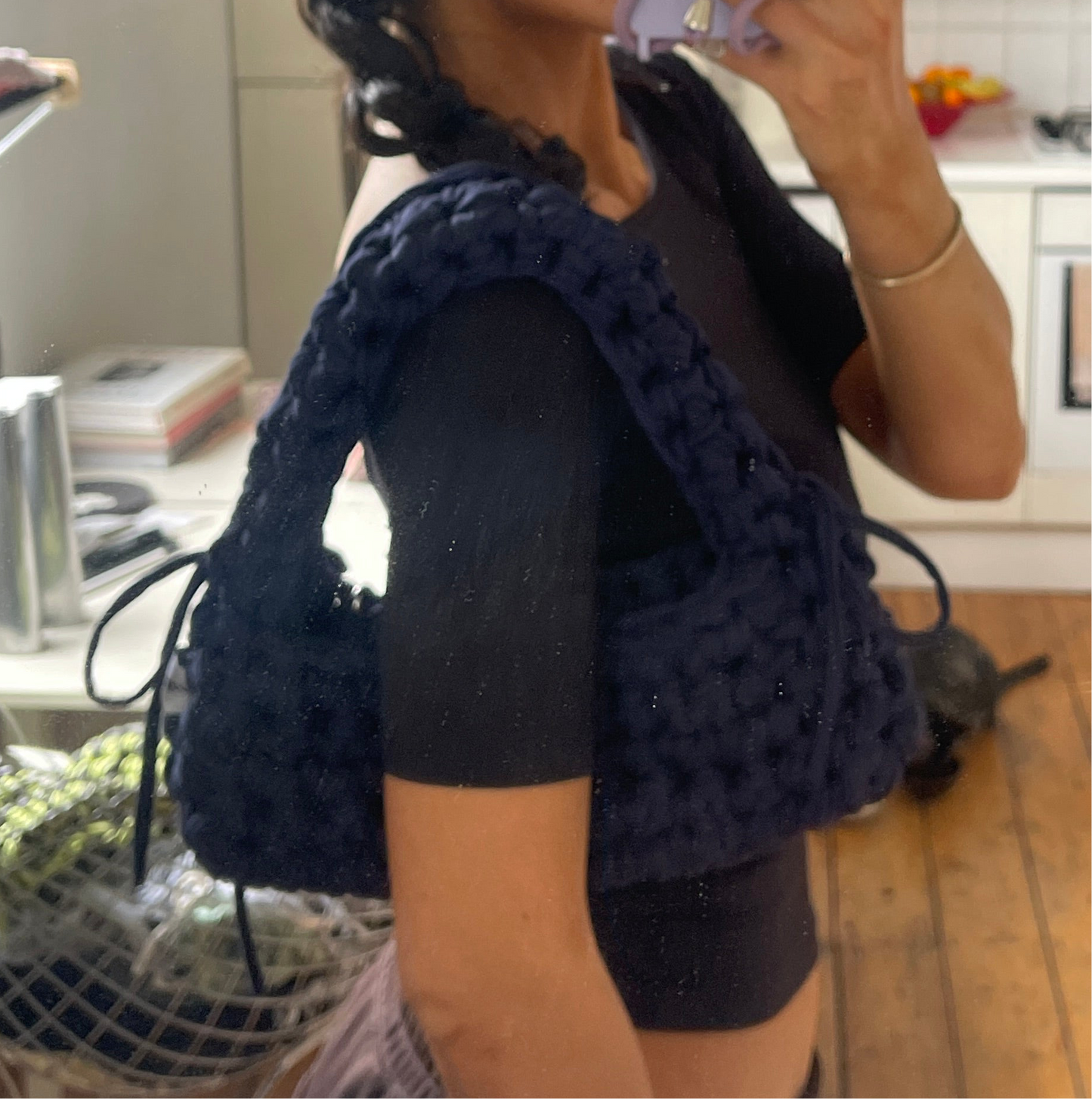 A Navy Chunky Shoulder