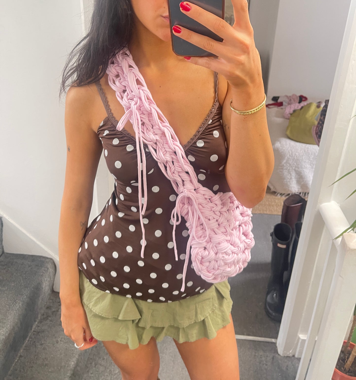 A Baby Pink Ribbon Crossbody