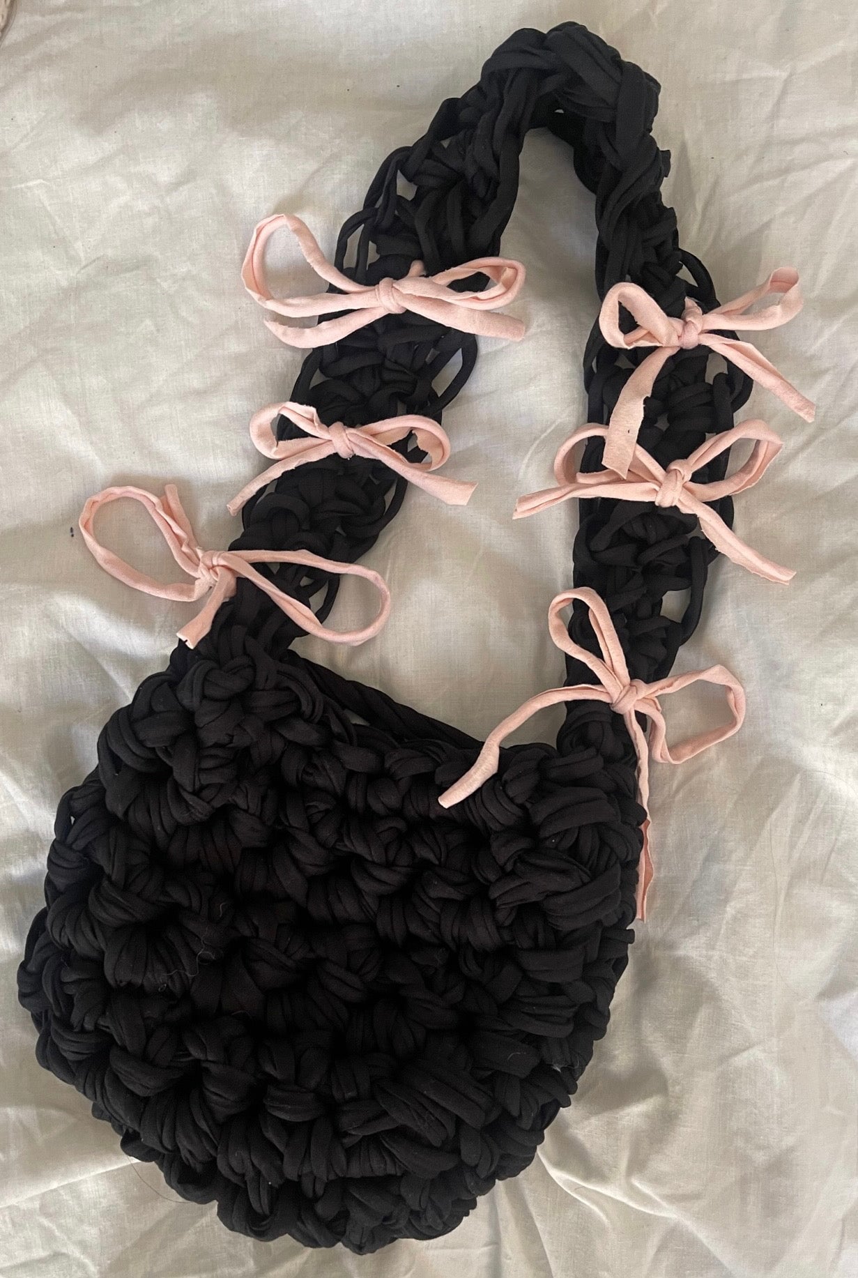 Baby Pink + Black Ribbon Crossbody