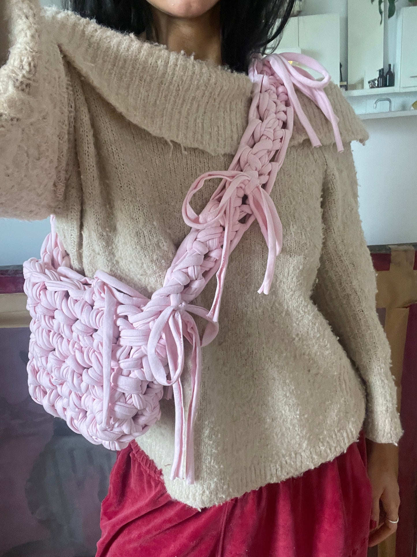A Baby Pink Ribbon Crossbody