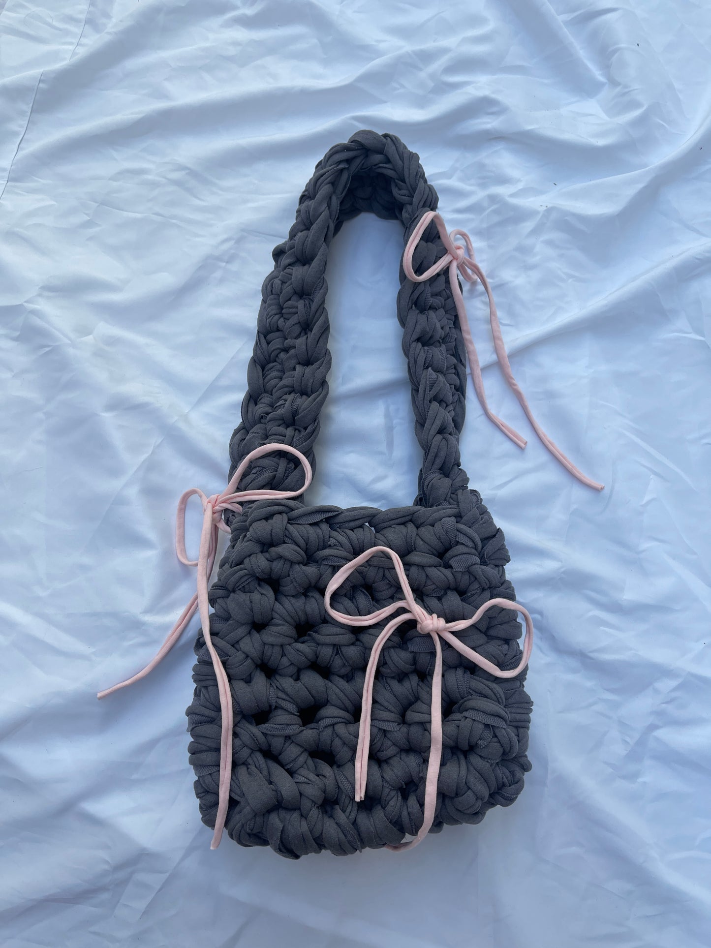 Baby Pink + Graphite Ribbon Crossbody