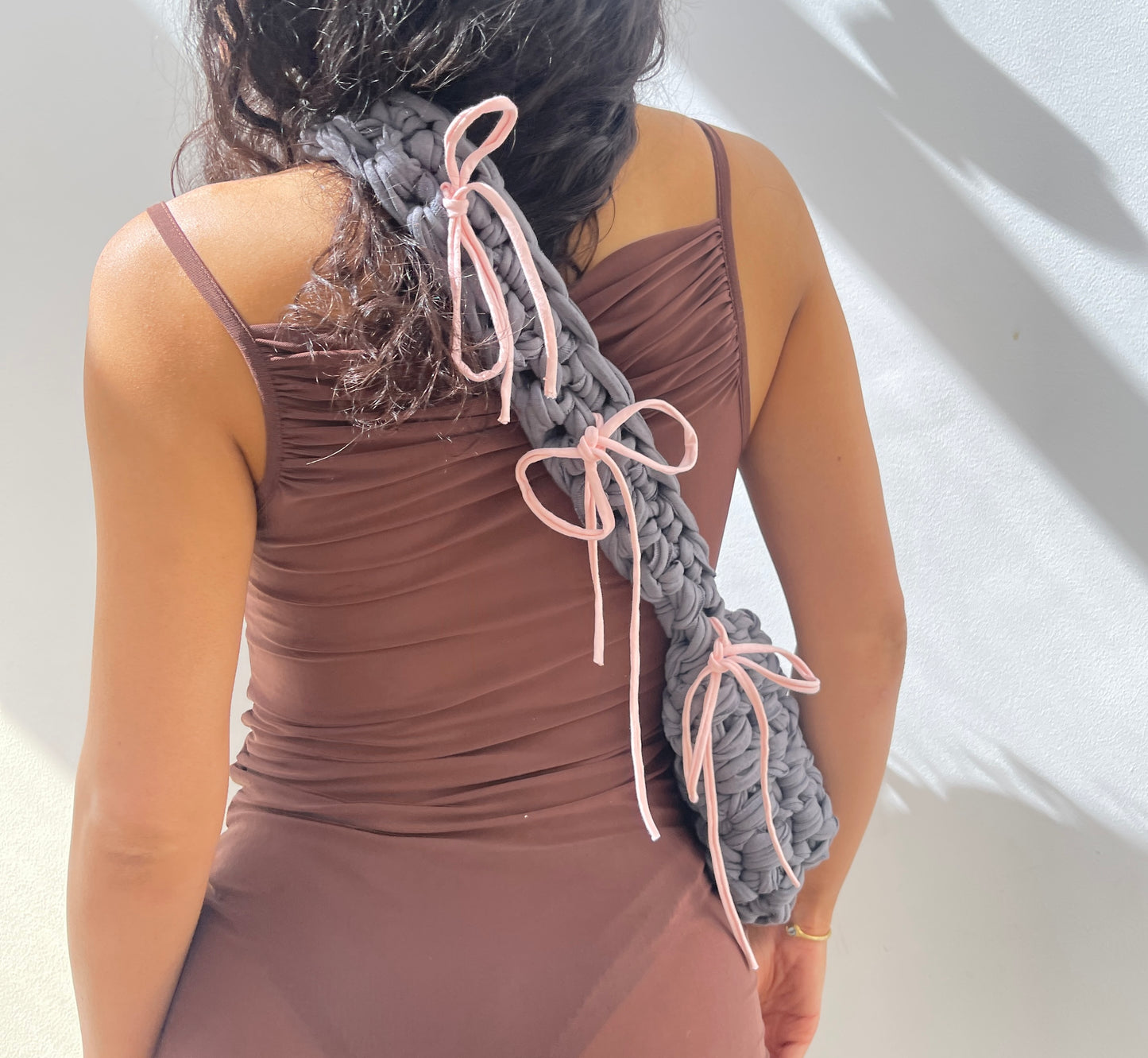 Baby Pink + Graphite Ribbon Crossbody