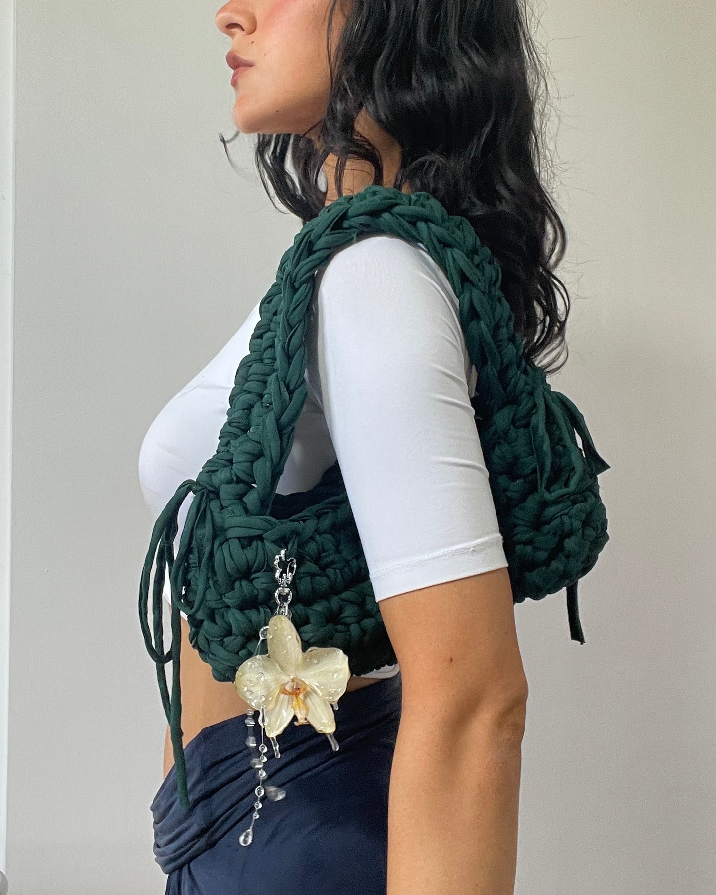 *NEW* Forest Green Orchid Shoulder Bag