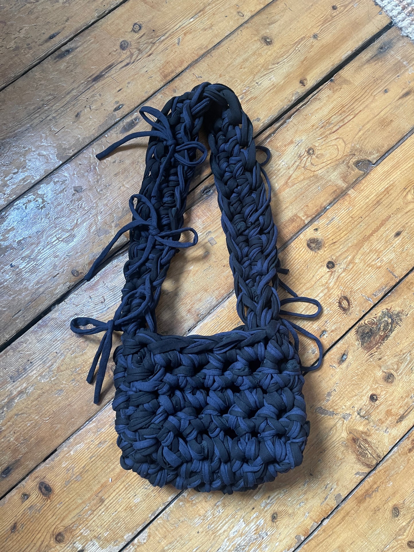A Black + Navy Ribbon Crossbody