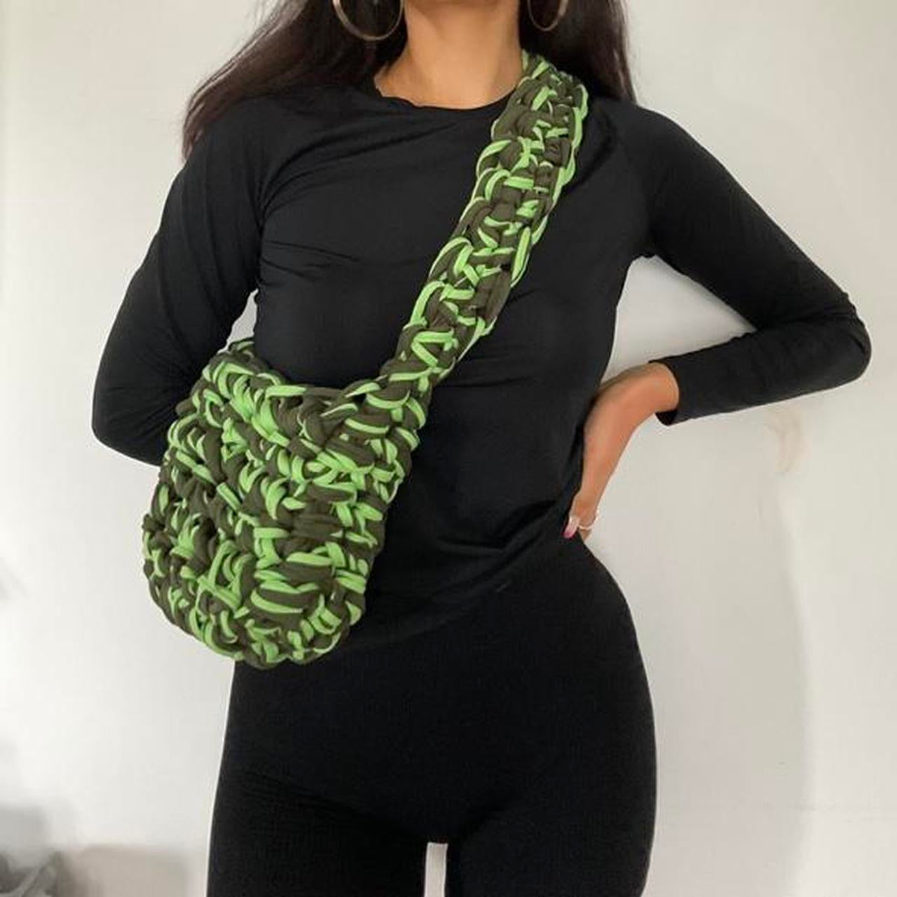 A Khaki + Neon Ribbon Crossbody