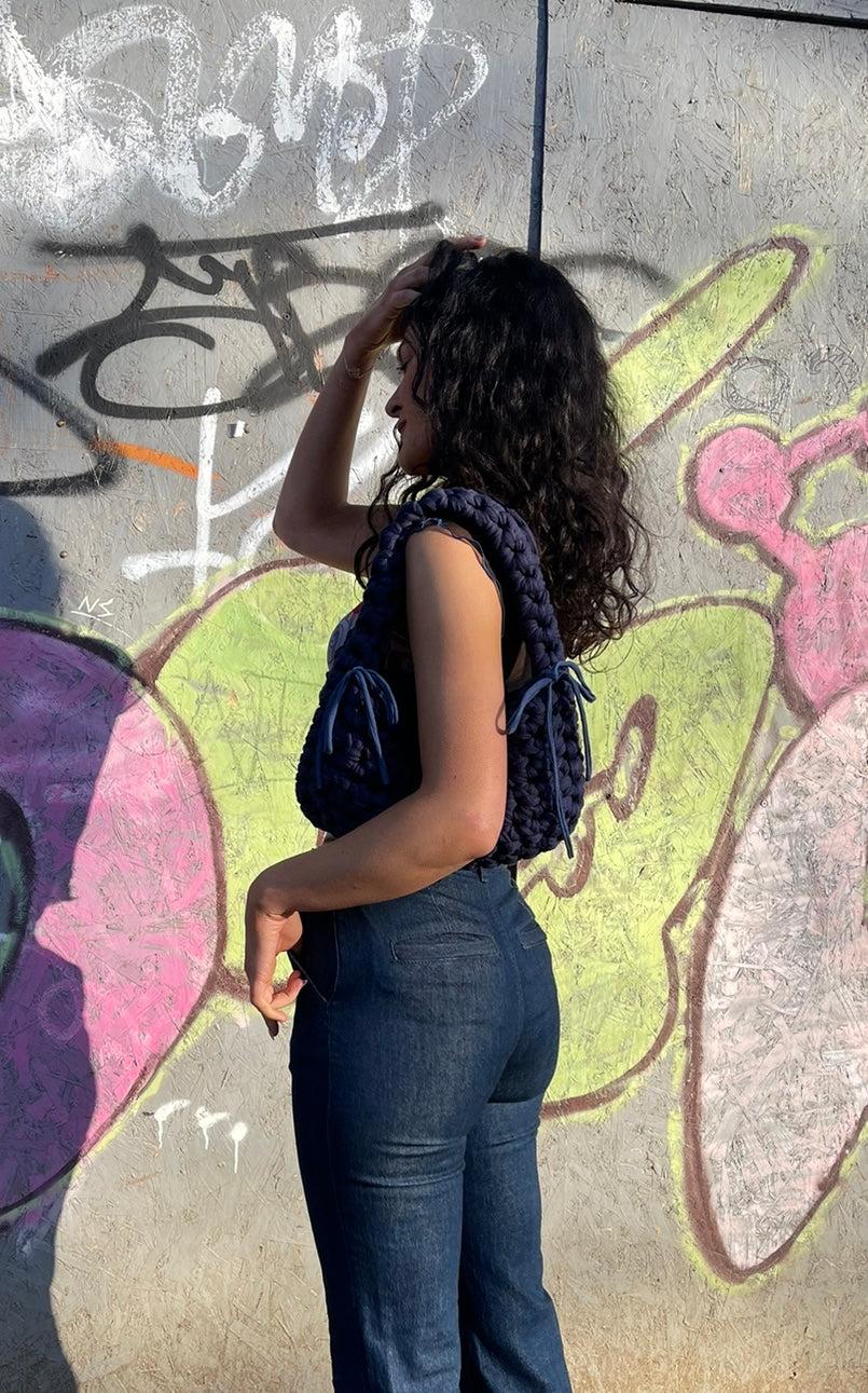 A Navy Chunky Shoulder