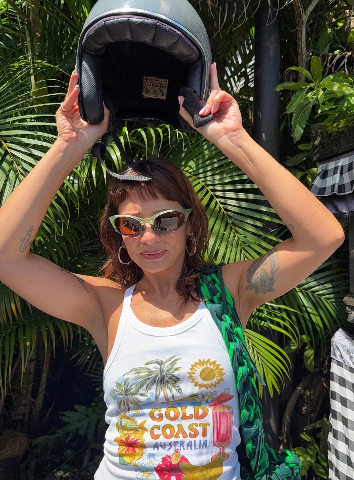 **A Khaki + Neon Ribbon Crossbody