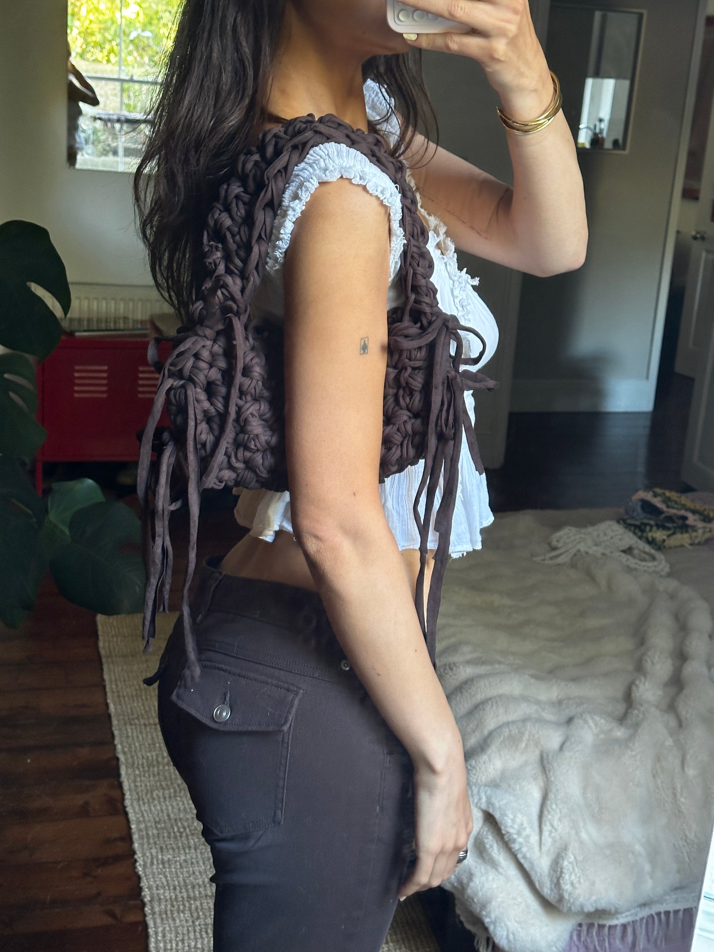 Brown Fringe Shoulder