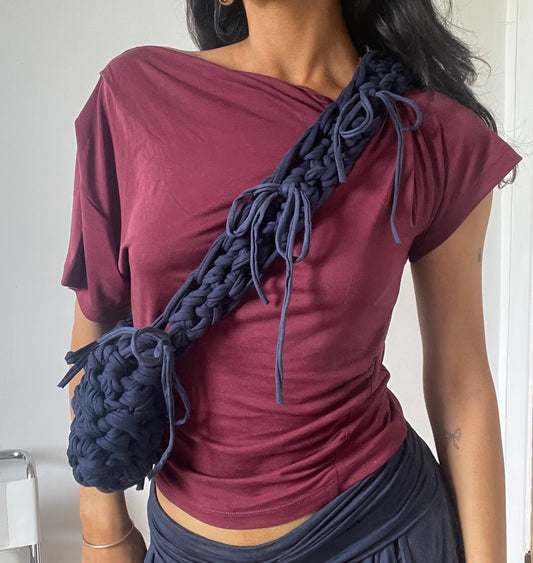 *NEW* All Navy Ribbon Crossbody