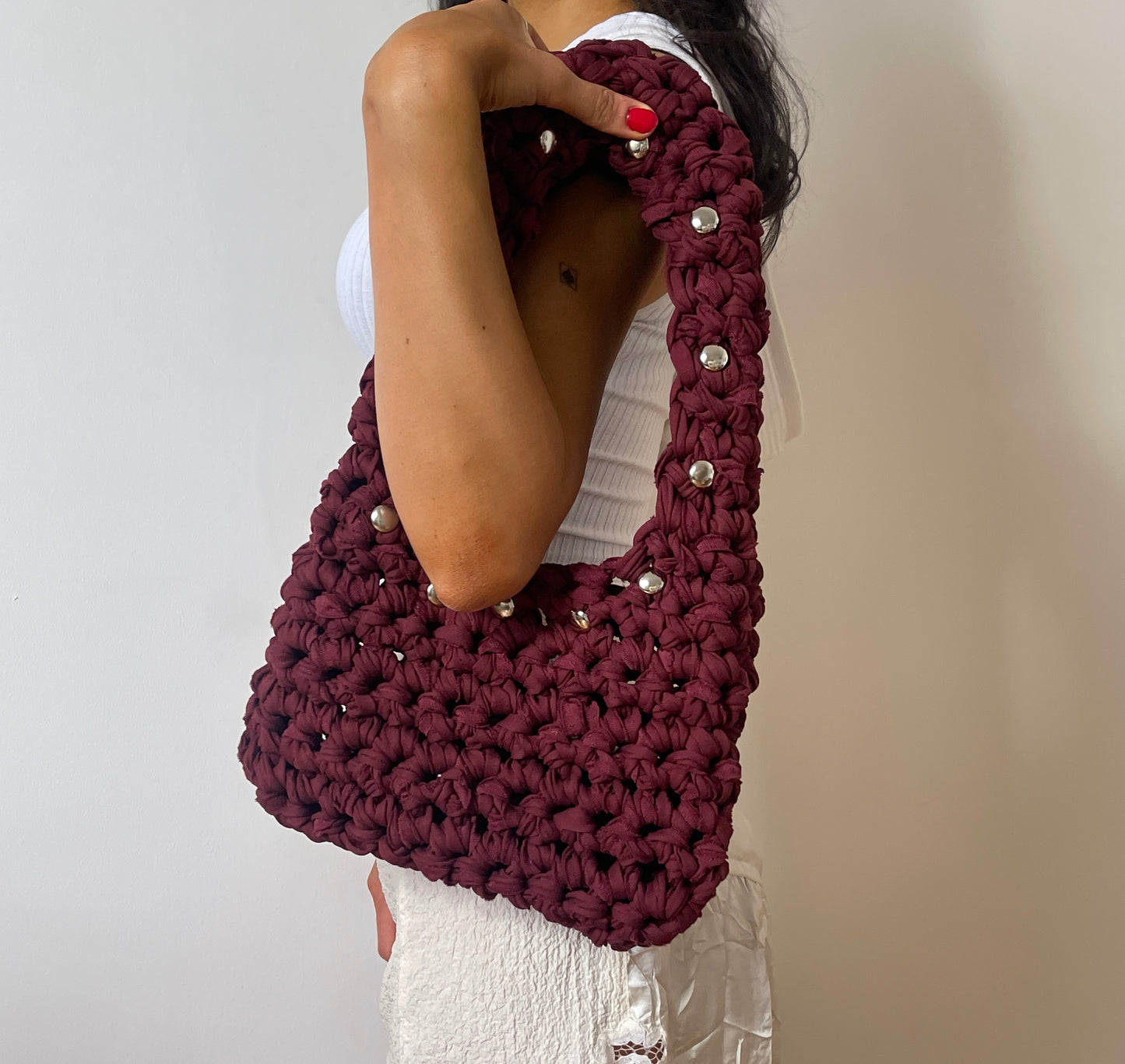 Burgundy Stud Bag