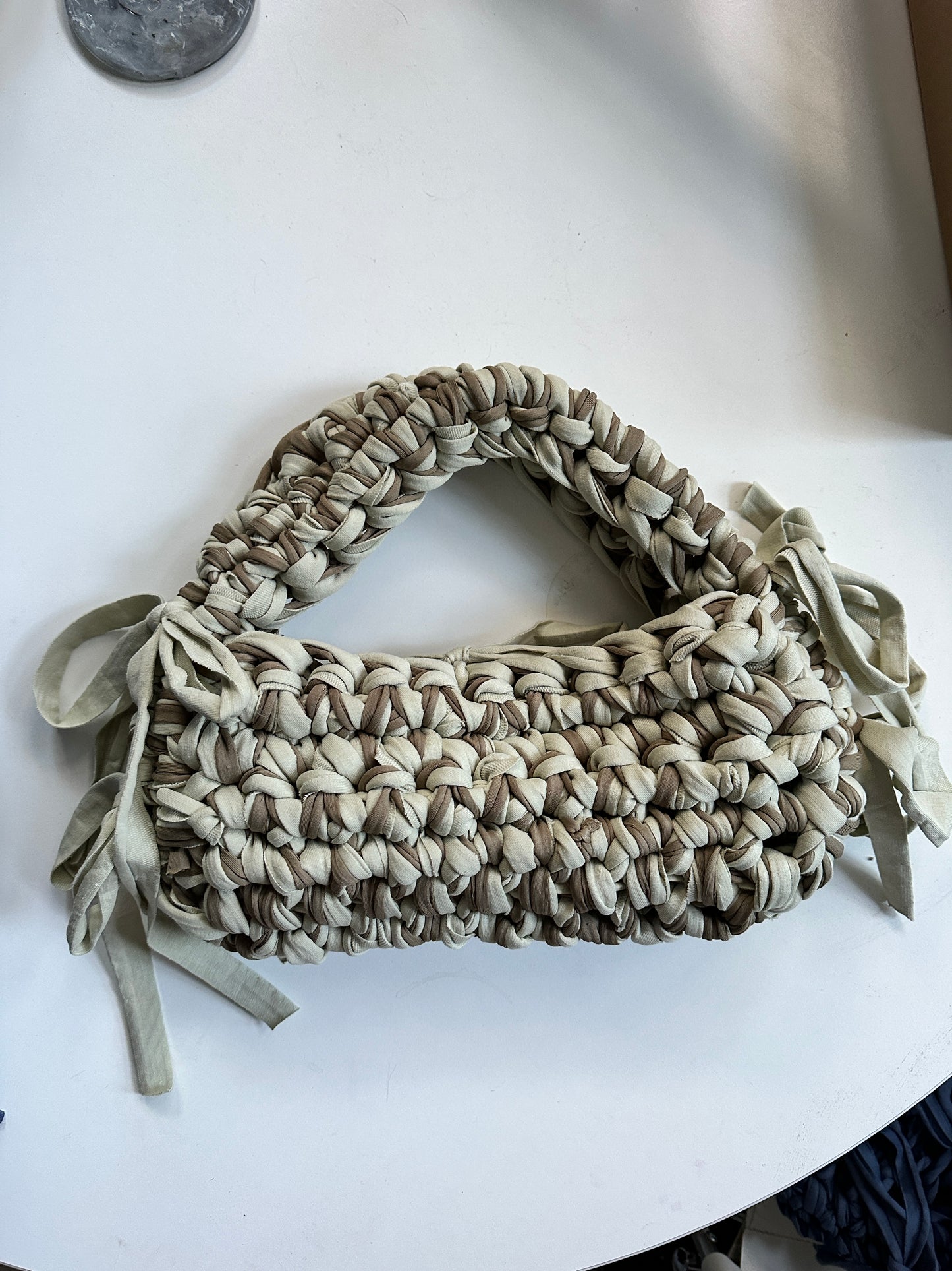 **A Khaki + Mint Fringe Bag