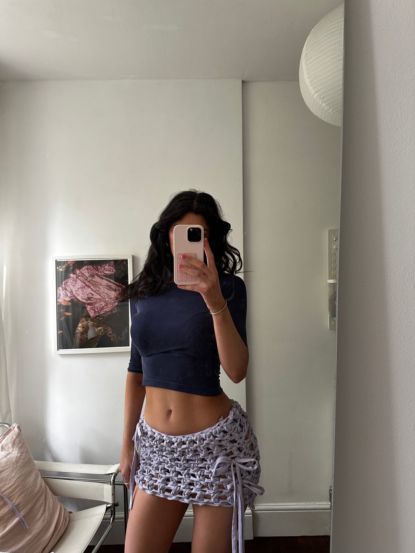 **A Baby Lilac Ribbon Mini Skirt