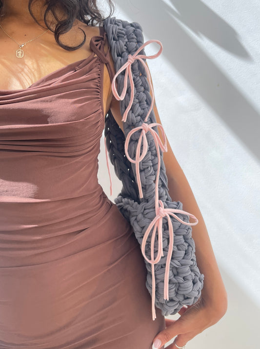 Baby Pink + Graphite Ribbon Crossbody