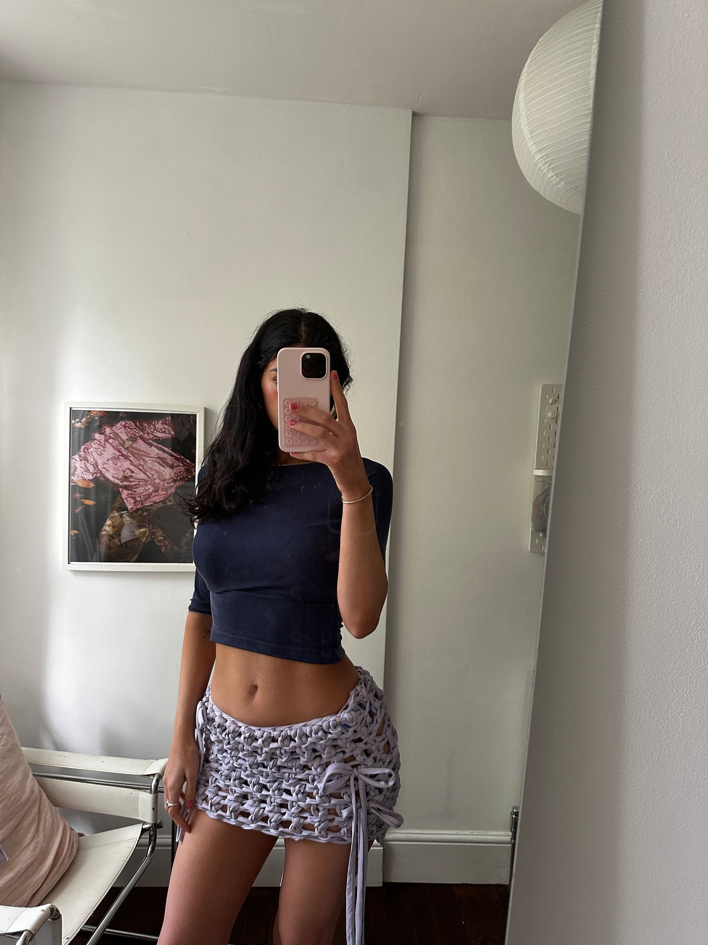 **A Baby Lilac Ribbon Mini Skirt