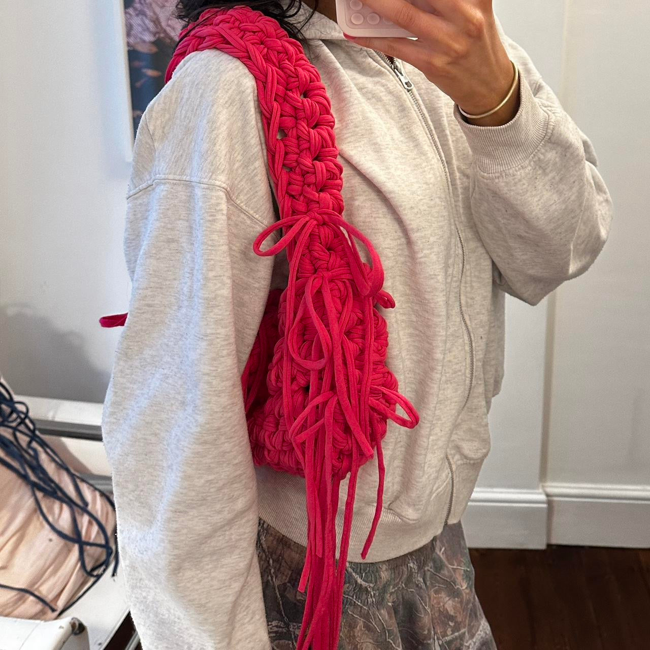 Hot Pink Fringe Shoulder