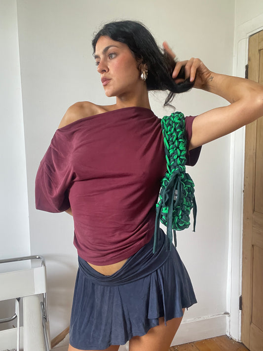 Green and neon shoulder ribbon