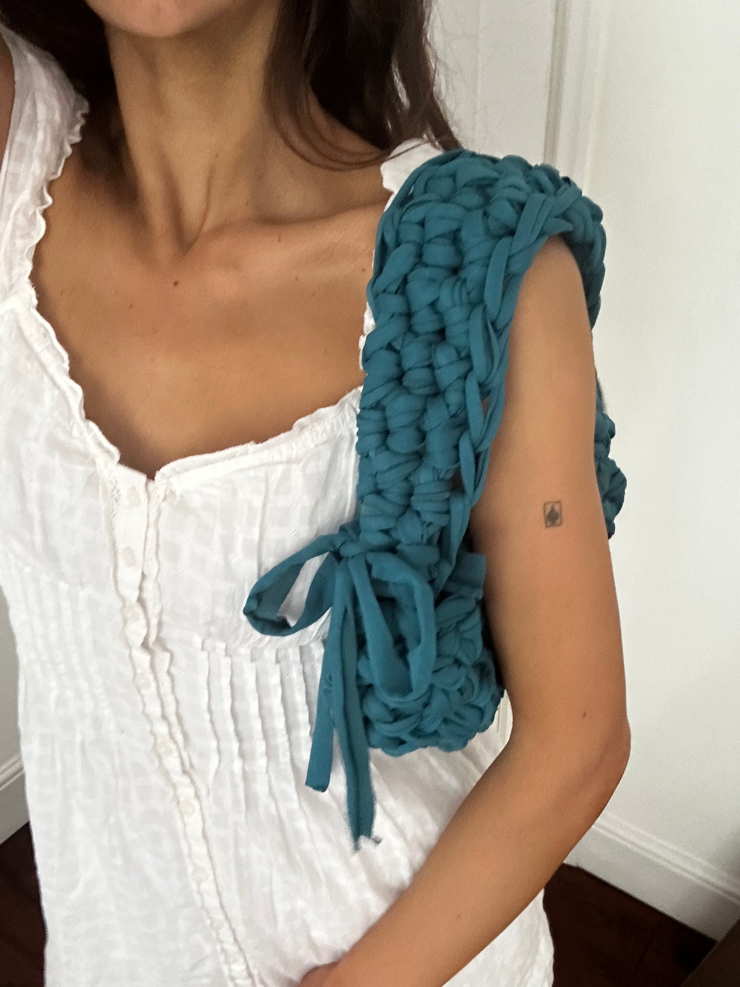 Teal Fringe Shoulder