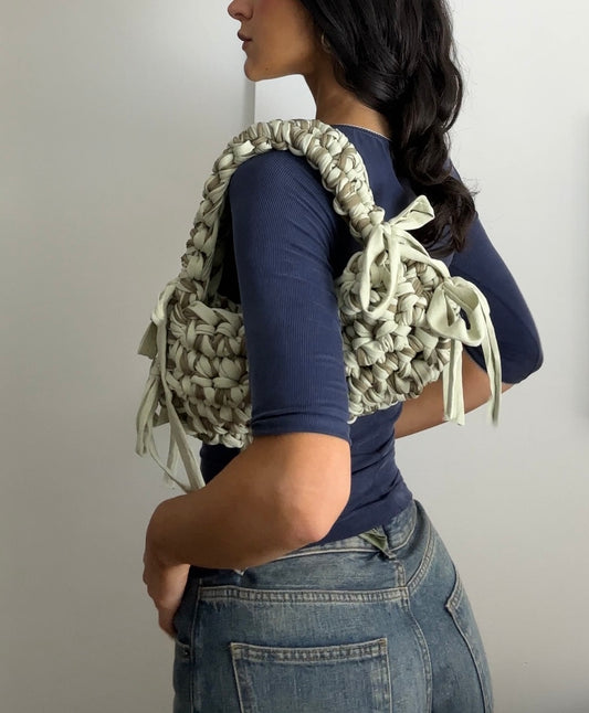 *A Khaki + Mint Fringe Bag