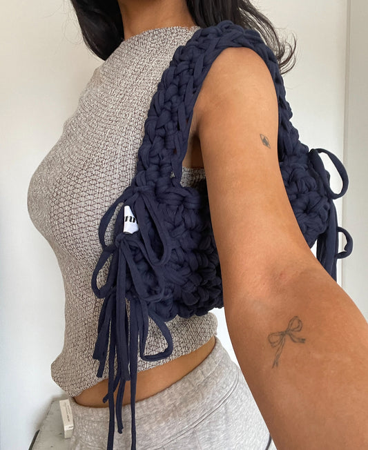 *Navy Fringe Shoudler