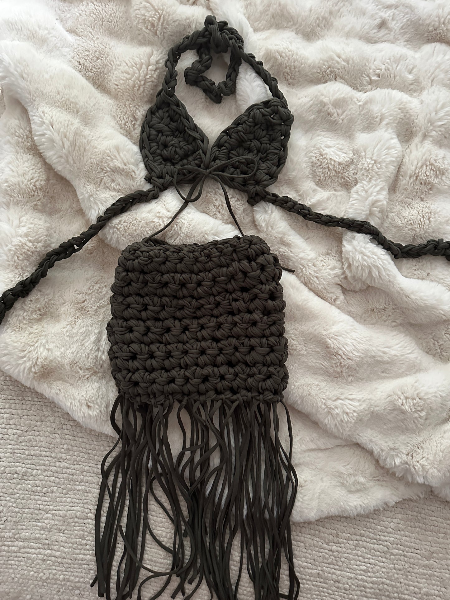 khaki fringe set