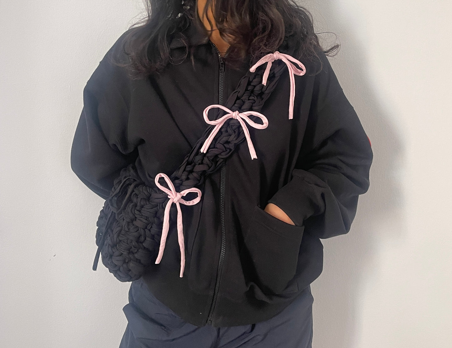 *SALE* Baby Pink + Black Ribbon