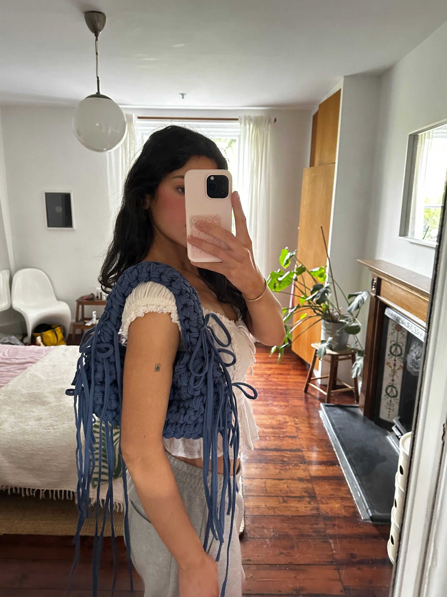 Blueberry Fringe Shoulder