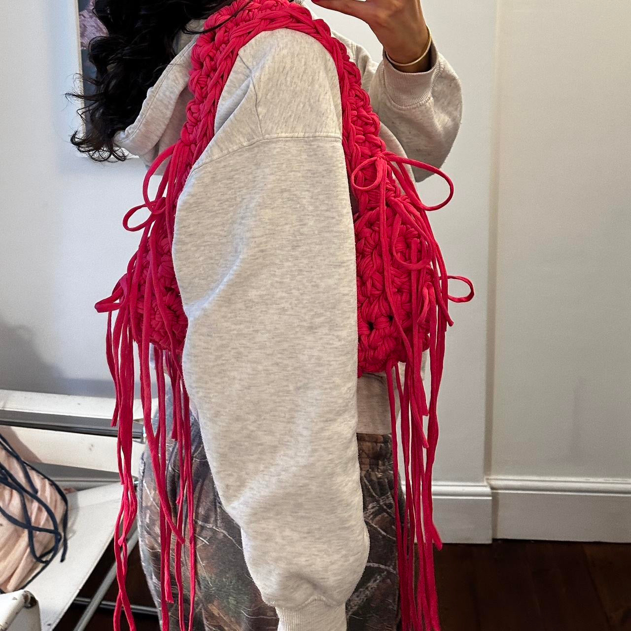 Hot Pink Fringe Shoulder