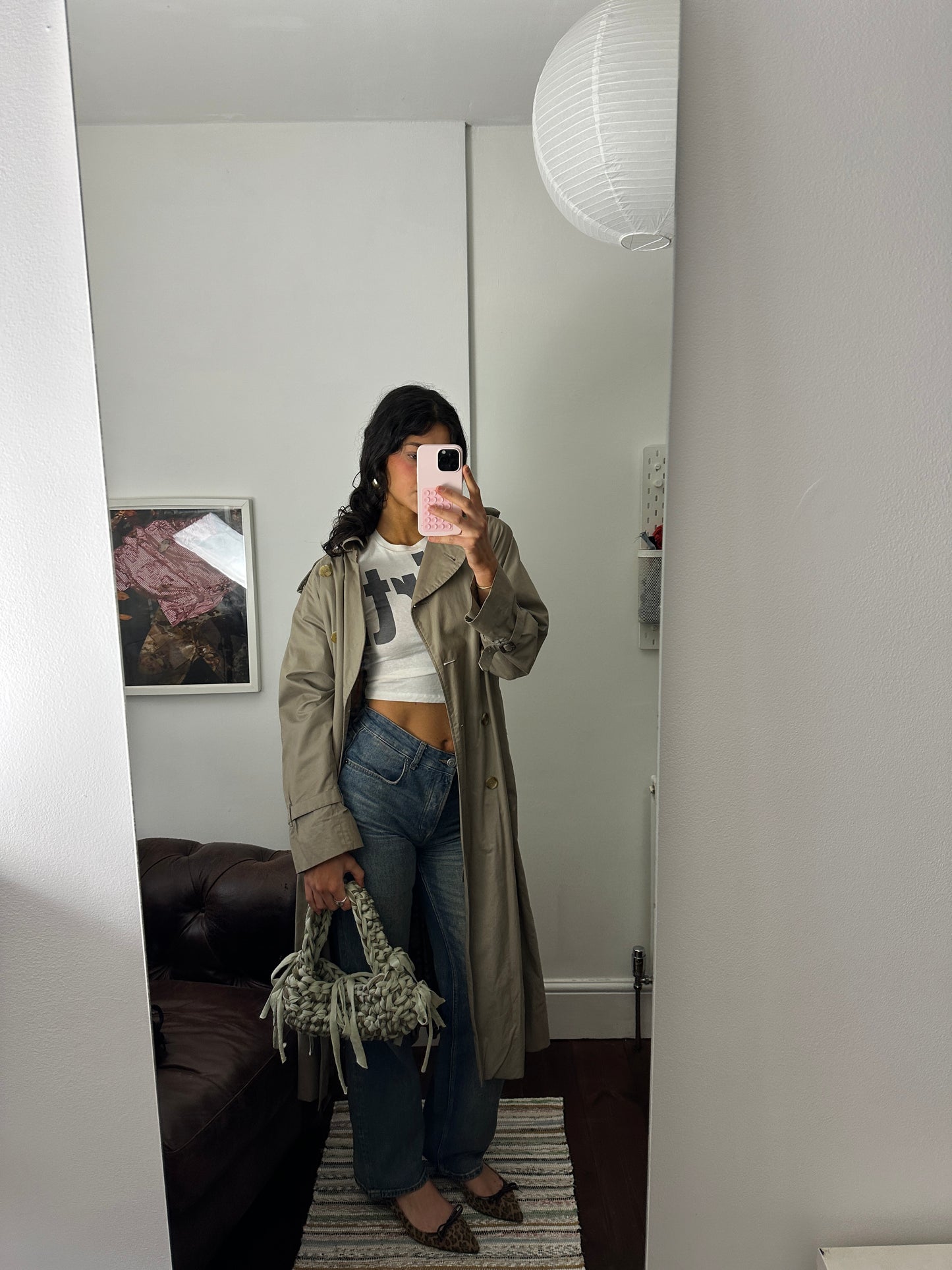 **A Khaki + Mint Fringe Bag