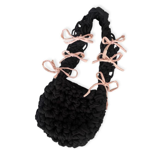 Baby Pink + Black Ribbon Crossbody